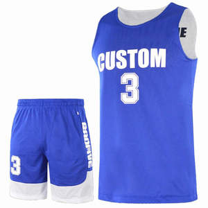 Ensemble de maillots de basket-ball personnalisés pour hommes grandes tailles, blanc et bleu, en mesh, fabrication professionnelle, séchage rapide, respirant, sport - Product Image 2