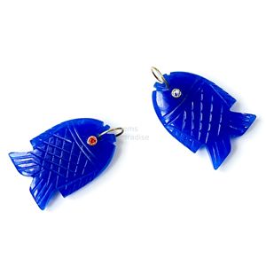 Pendentif Poisson en Jade Bleu AAA, Collier en Argent 925 Fait Main avec Pierre Précieuse, Breloque en Cristal de Guérison Sculptée à la Main, Bijoux de Luxe Tendance en Gros - Product Image 1