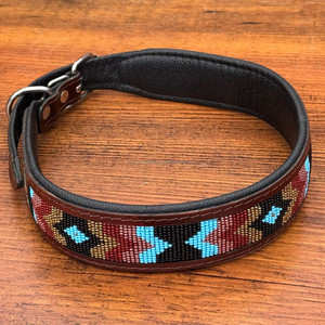 Colliers de chien perlés durables et robustes en cuir taillé à la main avec boucle en métal à dégagement rapide Colliers de luxe rembourrés réglables pour animaux de compagnie - Product Image 4