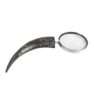 Loupe nautique à bordure argentée avec manche en véritable corne de buffle, style médiéval antique - Product Image 1