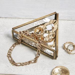 Modern Polygon Gold Metal Frame Mirrored <b>Storage</b> Tray Single Tier Elegant Decorative <b>Table</b> Organizer Multifunctional Luxury - Product Image 5