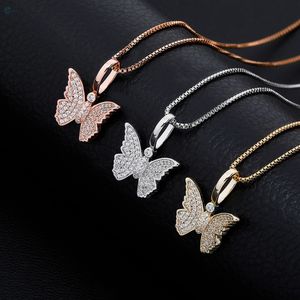 Collier élégant avec pendentif papillon, micro-pavé de diamants de laboratoire, pendentif personnalisé, cadeau de Noël - Product Image 5