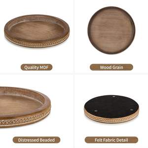 Plateau rond en bois décoratif : Plateau porte-bougie décoratif pour table basse - Style rustique campagnard - Product Image 2