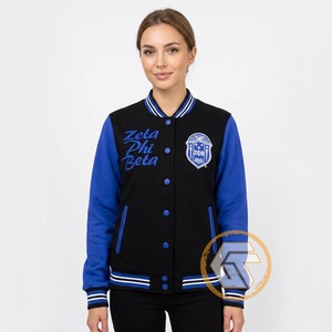 Chaqueta Universitaria Personalizada de la Hermandad Zeta Phi Beta, GREEK TREASURES, 100% Algodón, Forro Polar, Transpirable, de Secado Rápido, con Escudo Bordado - Product Image 2