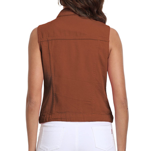 Gilet en jean personnalisable pour femme grande taille, en coton respirant de haute qualité, décontracté, pour l'hiver, idéal pour les sorties - Product Image 2