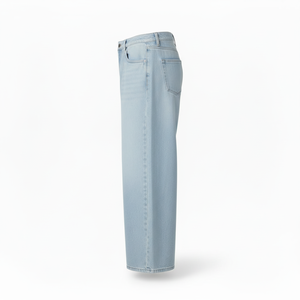 Jean en denim tricoté style vintage américain, délavé moyen, pour hommes et femmes, taille mi-haute, coupe droite ample, pantalon décontracté d'automne - Product Image 2