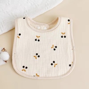 Bavoir bébé crème avec broderie citron, en coton, pour l'alimentation et la salive - Product Image 4