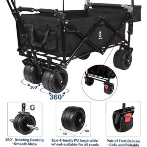 All Terrain Brake 140L Foldable Collapsible Wagon Cart with Removable Canopy for <b>Camping</b> - Product Image 4