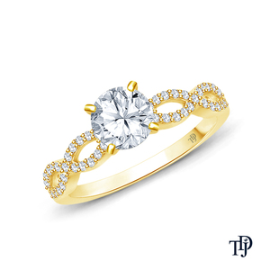 Bague de fiançailles en or 10K avec un design élégant en spirale torsadée, diamant central rond cultivé en laboratoire et pierres d'accentuation, vente en gros OEM et au détail - Product Image 4