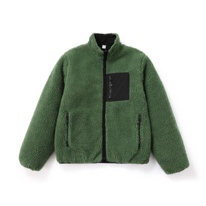 Custom Winter <b>Sherpa</b> <b>Fleece</b> <b>Jacket</b> Unisex Contrast Pocket Casual Outdoor Coat Stand Collar Winter Streetwear Wholesale - Product Image 1