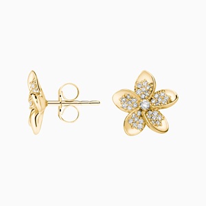 Round Lab Grown Diamond Floral Stud <b>Earrings</b> Trendy <b>Wedding</b> Rhodium Plated 10K 14K 18K Gold 925 935 <b>Silver</b> - Product Image 3