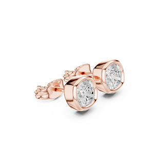 Boucles d'oreilles en or jaune 14 carats avec diamants en forme de coussin, sertis à vis, en moissanite brillante, pour femmes, bijoux de luxe, fabrication artisanale. - Product Image 1