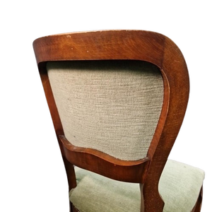 Silla de Comedor Niora Ecológica de Madera de Caoba Tradicional con Asiento y Respaldo Tapizados en Lino, Acabado Marrón - Product Image 6