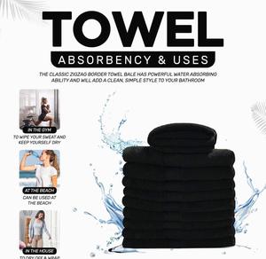 Serviette de bain de luxe haut de gamme pour hôtel et spa, en coton noir, éponge épaisse, douce et très absorbante, linge de bain 580 GSM 70x140 cm EU - Product Image 1