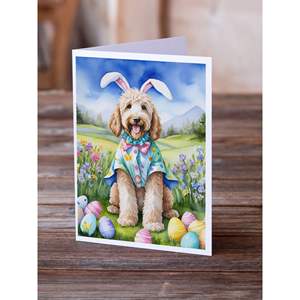 Whimsical A7 Tamaño 5x7 Tarjetas de felicitación de notas en blanco Paquete de 8 Easter Egg Hunt Goldendoodle Design con sobres - Product Image 2