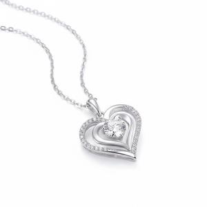 สร้อยคอจี้รูปหัวใจคู่แบบนิรันดร์ เงินแท้ 925 ชุบทองคำบริสุทธิ์ 10K ประดับเพชรทรงกลมเพาะเลี้ยงในห้องปฏิบัติการ ของขวัญวันวาเลนไทน์ - Product Image 2