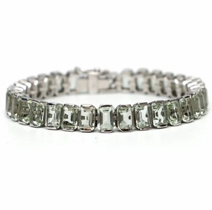 Green Amethyst Stone <b>Charm</b> Bracelet 925 Sterling <b>Silver</b> Emerald Cut 6x4mm Third Party Certified Luxury Fine Jewelry for Women - Product Image 2