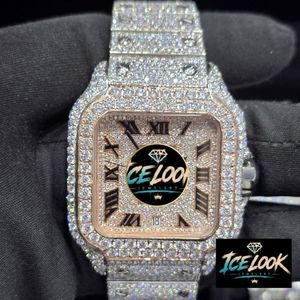 Reloj de Lujo para Hombre ICE LOOK JEWELRY, Cristal de Zafiro Cuadrado, Puntero, Alta Calidad, 40 mm, Acero Inoxidable, Analógico, Cuarzo, Botón de Presión - Product Image 1
