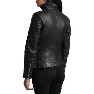 Premium Quality Women's Leather <b>Jacket</b> Fashionable Brown Black Casual Comfortable Front Zip Breathable Knitted Casual - Product Image 2