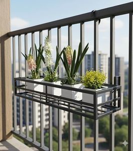 Support mural rectangulaire moderne en métal pour plantes, finition thermolaquée, pour balcon et extérieur - Product Image 4