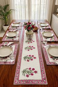 Export Quality Printed <b>Table</b> Mat Set with Matching <b>Runner</b> for <b>Dining</b> <b>Table</b> Decor and Home Use Available In Bulk Quantity - Product Image 2