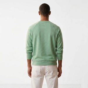 เสื้อสเวตเชิ้ตคอกลมสีเขียวมิ้นท์สำหรับผู้ชาย ผ้าฝ้ายถัก 100% ทรงปกติ สีพื้น แขนเสื้อแบบแร็กแลน สไตล์ลำลอง ใส่สบายๆ สำหรับฤดูใบไม้ร่วง - Product Image 4