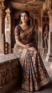 ผ้าซารีลายพิมพ์ดิจิทัลลิลานคอตตอนสุดพิเศษ สวยงามโดดเด่น พร้อมภาพถ่ายนางแบบจริง - Product Image 4