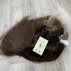 Perruques suisses en cheveux humains vietnamiens bruts, sans colle, avec closure en dentelle, lisses naturels, couleur brun naturel et noir naturel - Product Image 6