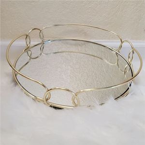 Plateau de service miroir doré, plateau décoratif de luxe en métal pour bijoux, plateau de vanité, organiseur de cosmétiques, plateau de table, décoration de mariage et de maison - Product Image 6
