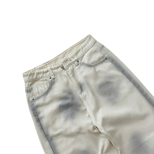 Jean en denim large pour homme, taille haute, coupe ample, délavé, tie-dye, en coton mi-lourd, style décontracté d'été - Product Image 4