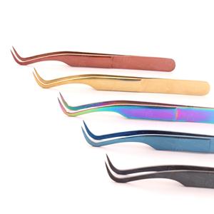 Pinzas de pestañas duraderas con revestimiento Antiestático de acero inoxidable hechas a mano profesionales que evitan que las pestañas se peguen - Product Image 3