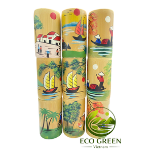 Tasse en bambou faite à la main avec incrustation florale colorée, inspirée de l'artisanat vietnamien, pour la décoration de la maison, les cadeaux, les spas et la vente au détail - Product Image 2