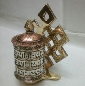 Rueda de Oración de Metal de Latón y Cobre para Colgar en la Pared, Tallada con Técnica de Grabado, 22cm, Regalo de Año Nuevo, Budismo, Música, Buda - Product Image 3
