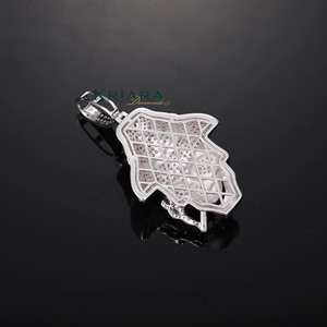 Pendentif Crâne en Argent 925 Plaqué Rhodium/Or 18K avec Diamant de Laboratoire Incrusté, Style Hiphop, Bijoux pour Hommes pour Occasions Festives - Product Image 3