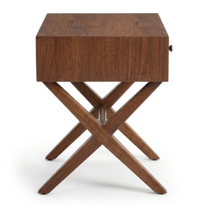 Table de chevet en bois rustique moderne avec design à pieds en X et tiroir de rangement, armoire de chevet pour chambre à coucher - Product Image 1