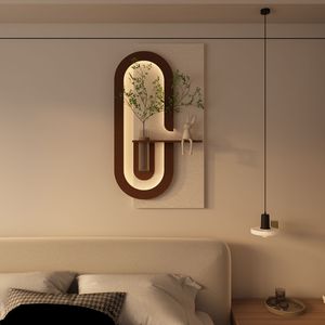 Decoración de Pared de Arenisca LED Ajustable de 3 Colores, Escultura Artística 3D, Novedosa Escultura de Plantas Verdes Simuladas, Florero de Vidrio, Decoración para el Hogar con Conejo - Product Image 2