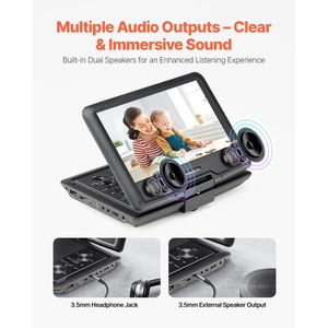 Reproductor de DVD Portátil HD de 10.1 Pulgadas con Pantalla Giratoria, Batería Recargable de 4 Horas, Altavoces Dobles, Sincronización con TV, CD/VCD - Product Image 4