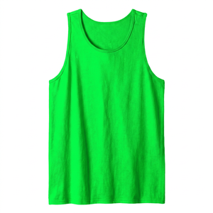 Camiseta sin mangas de punto con cuello redondo de color negro liso para hombre, estilo casual, teñido liso, deportiva, tipo camiseta interior - Product Image 4
