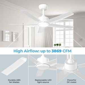 Ventilatore da soffitto reversibile da 44 pollici con luci, motore DC silenzioso, telecomando - Grande volume d'aria 5D W5 (Non disponibile per la spedizione) - Product Image 5
