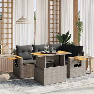 Conjunto de Sofá de Jardín de Ratán Gris Oscuro con Mesa, Muebles de Exterior para 4 Personas, Diseño Contemporáneo - Product Image 1