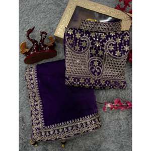 Designer Women's Party Wear <b>Saree</b> Set with Sequins and Dori Embroidery Work - Product Image 6