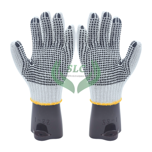 ถุงมือนิรภัยทำจากผ้าฝ้ายสำหรับงานทำมือถุงมือพีวีซีแบบเจาะรู - Product Image 5