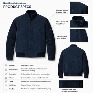 Chaqueta Blouson Personalizada para Hombre, de Gamuza de Búfalo con Paneles, Corte Relajado, Acolchada, de Cuero Resistente, OEM Sialkot, para Invierno - Product Image 5