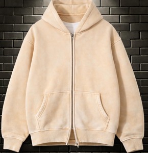 Unisex Green Cotton Eco-Friendly Custom Logo Front <b>Zip</b> Hoodie Oversized Fleece <b>Sweatshirt</b> Casual Hooded Full <b>Zip</b> Streetwear - Product Image 2