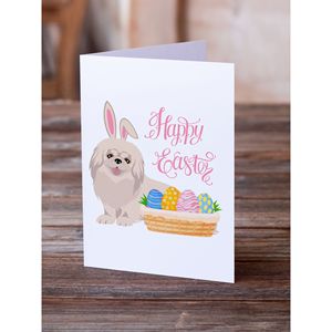 Whimsical A7 tamaño 5x7 blanco pequinés tarjetas de felicitación de Pascua Paquete de 8 tarjetas de nota en blanco con sobres - Product Image 2