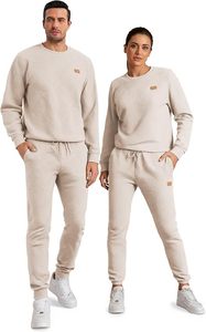 Ensemble sweat-shirt à capuche et pantalon à cordon de serrage pour homme, couleur beige unie, coupe classique, vêtements d'hiver - Product Image 2