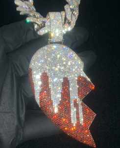 Pendentif Moissanite Brillant Effet Givré Cœur Brisé, Grande Lettre, Dessin Animé, Cercle, Pendentif Hip Hop 3D Bijoux de Rappeur en Argent 925 - Product Image 3