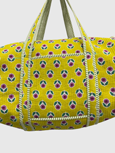Sac de voyage jaune à motif floral avec fermeture éclair, sac fourre-tout portable, style décontracté, en textile - Product Image 4