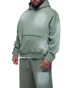 Ensemble de survêtement unisexe personnalisé avec logo OEM, décontracté, uni, 2 pièces, coupe-vent, respirant, à capuche avec cordon de serrage, de haute qualité - Product Image 4