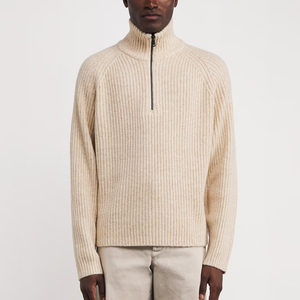 <b>Men's</b> Wool <b>Turtleneck</b> Sweater Quarter Zip Pullover Solid Color Thick Knit Winter Wear Full Sleeve Regular Fit - Product Image 3